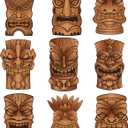 Qilery 9 Piece Jumbo Brown 16.5" - 29.5" Tiki Mask Cardboard Cutouts Tiki Mask Decorations Survivor Themed Party Decorations for Your Next Luau, Bar and Other Fun and Grand Celebrations
