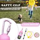 Dog Waste Bags Holder with LED Flashlight Doggie Poop Bags Dispenser with 13 Rolls Leak-Proof Pet Trash Bags Rechargable USB Cable(Pink)