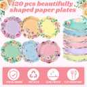Umigy 120 Pcs Summer Floral Party Plates 7 Inch Floral Paper Plates, Summer Flower Disposable Decorative Tableware for Birthday Wedding Baby Shower Tea Party Bridal Shower