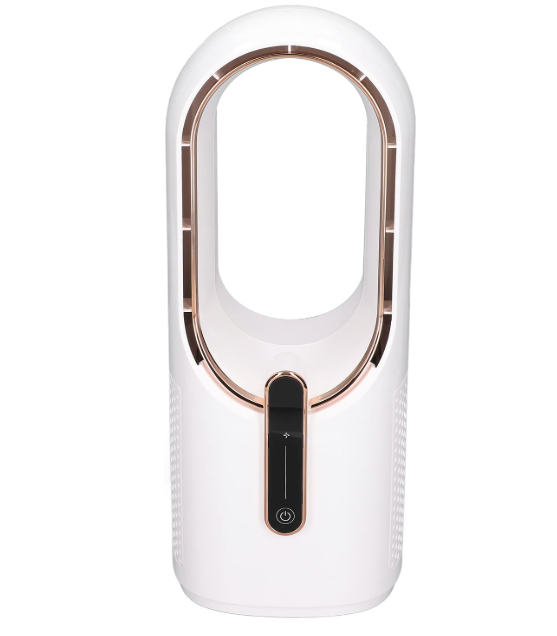 CHICIRIS Bladeless Fan Touch Control Portable Table USB Charging,Silent Cooling Fan Mini Desktop Fan, Fan Bladeless with 3 Cooling Speeds, For Bedroom Office Home Outdoor USB Charging White