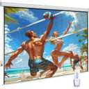 120" Motorized Projector Screen, Electric 16:9 Projector Screen with Remote Control, Indoor/Outdoor HD Movie Screen, Wall/Ceiling Mounted, Perfect for Home Office Theater TV, White