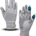 Aegend Lightweight Winter Gloves for Men Women, Warm Running Gloves Touchscreen Thermal Glove Liners for Cold Weather Driving, Cycling & Hiking, Non-Slip, Elastic Cuff, Stretchy, Durable (Small, Grey Black)