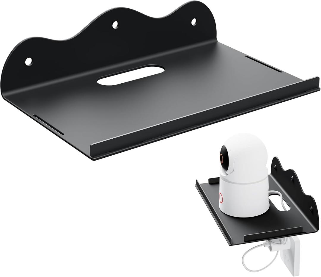 Floating Shelves for Wall, Small Metal Wall Mounted Shelf with Lip, Floating Decorative Picture Shelves for Router, Speaker, Camera, for Bedroom Bathroom Kitchen Indoor Outdoor Patio-8 Inch, Black