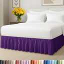 Bedskirt Queen Size Ruffle - Ruffled Bed Skirt - 12 Inch Drop - Purple