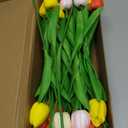 MACTING 30PCS Artificial Tulip Flowers 13.7" Real Touch Fake PU Tulips Bouquet Faux Flowers for Floral Arrangements Table Centerpiece Kitchen Indoor Outdoor Spring Summer Decor (Multi Colors-1)