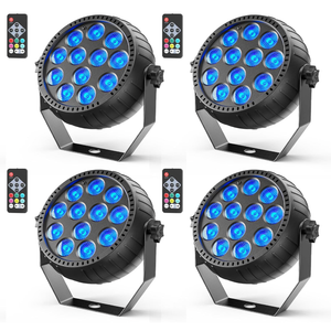 Rechargeable Stage Lights, 2200mAh Battery Powered LED Par Lights with Remote & Sound Activated, 12 RGB Portable Uplights for Events Wedding Party Club Concert Indoor 4Packs