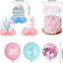 175PCS Mermaid Party Decorations, Mermaid Theme Party Supplies Plates and Napkins Set, Tableware,Banner, Hanging Swirls, Tablecloth, Balloon,Cake Cupcake Topper,Honeycomb Centerpiece Baby Shower