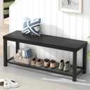 EXCEFUR Entryway Bench, Modern Wood and Metal Storage Bench for Hallway Front Door Entrance, Industrial Indoor Shoe Rack Bench Seat for Bedroom Living Room, 43.3 Inch Black