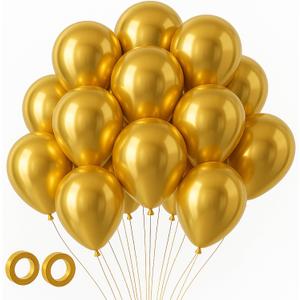 Voircoloria 105pcs Metallic Gold Balloons 12inch Party Latex Balloons for Birthday Graduation Baby Shower Wedding Anniversary New Year Party Decorations