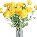 6PCS Artificial Ranunculus Flowers with Real Touch Stem Silk Ranunculus Flowers for Household Arrangement (Yellow)