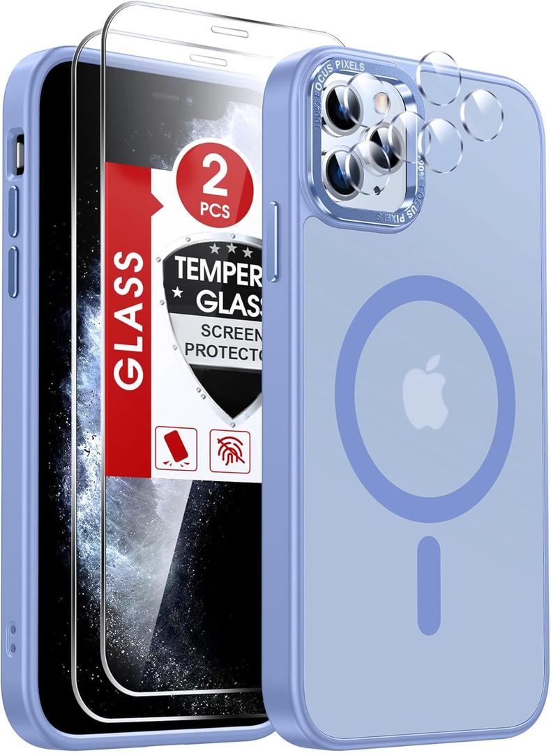 LeYi for iPhone-11-Pro Case Blue with Screen Protector X2 + Camera Cover X2[ MagSafe Compatible] Magnetic iPhone 11procase Military-Grade Protective Cases for iPhone 11Pro i Phone 11 Pro, Light Blue