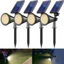Solar Spotlight Outdoor Waterproof, 36 LED Outdoor Solar Lights with 2200mAh, 2-in-1 Wall or Ground Solar Flood Lights for Yard, Garden, Pathway, Auto On/Off Landscape Lighting- 4 Pack (Warm White)