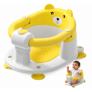 Baby Bath Seat for Babies 5-10 Months, Non-Slip Toddler Bath Seats for Babies Sitting Up, Safe Infant & Newborn Bathtub Chair with 4 Suction Cups & Soft Cushion for Shower, Yellow