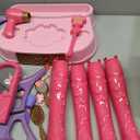 Toddler Vanity Magic Makeup Set Table & Chair Girl Toy Automatically Mirror with Music Light Pink Toys for 2 3 4 Year Old Girl Hair Salon Pretend Play Princess Dress Up Playset Valentine Gift Age 3-5