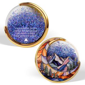Moving Sand 5 Year Sobriety Coin - Liquid Glitter AA Medallions for Five Year Recovery, Sober Chip with Token Capsule, Sobriety Gifts for Women & Men Celebrating Sober Anniversary