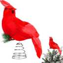 Shappy 7.1'' Cardinal Christmas Tree Topper Red Cardinal Tree Decoration Red Bird Feathered Treetop Xmas Ornaments for Holiday Party Decorations