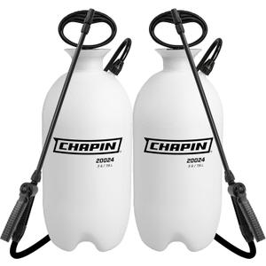 Chapin 20024 Pump Sprayer, 2Gallon, Lawn & Garden, Translucent Poly Tank, FunnelTop, SureSpray, Adjustable Cone Nozzle & 34" Hose for Fertilizer, Weed & Pest Application, Pack of 2