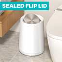2.1Gallon Small Bathroom Trash can with lid, White