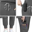 Sixriver Scrubs for Women Set,Soft Mock Collar Scrub Top & Jogger Scrub Pant,8 Pockets,Relaxed Fit Stretch Nurse Uniform Sets, Dark Grey Small