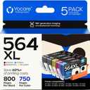 564XL High-Yield Ink Cartridges (5-Pack)| Replacement for HP 564 Combo Pack | Compatible with Photosmart 5520 6520 7510 7520 DeskJet 3520 Premium C309A C410A Printer (BK/PGBK/C/M/Y)