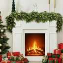 6FT Cedar Christmas Garland with 120LED Lights for Mantle, Real Touch Winter Pine Garland, Green Artificial Greenery Garland for Table, Mantle, Wall, Indoor, Outdoor Christmas Decorations