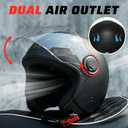 TRIANGLE Open Face Motorcycle Helmet Retro 3/4 Helmets with Clear Visor for Men Women DOT Approved (Black, XL)