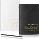 6 Pcs Black and White Wedding Vow Books Set His and Her Vow Books with Pen and Bag 5.9x3.9 Inch Leather Couple Notebook Gift for Wedding Bridal Shower Engagement Party Favor 40 Page/pcs