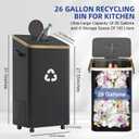 26 Gallon Recycling Bin for Kitchen, 100L Recycle Bin with Lid, Recycle Bins for Kitchen with 4 Wheels(Lockable),2 Reusable Inner Bags, for Bottle Can Glass Plastic Stickers, Black