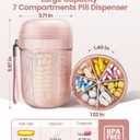 Large Sealed Pill Organizer with Desiccant, Light-Proof Moisture-Proof Pill Bottle with 7 Large Compartments, Anti-Mixing Touch-Free Pill Dispenser, BPA-Free Vitamin Organizer with Handle, Rose Gold