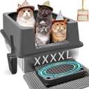 XXXXL Stainless Steel Cat Litter Box with High Sides, 29" x 21" x 14" Extra Large Cat Litter Box for Big Cats and Overweight Cats High Sides Non-Stick Easy to Clean.