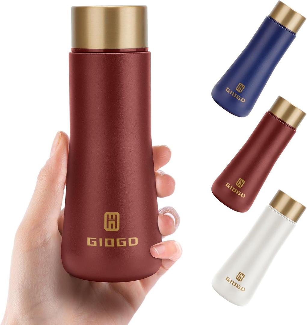 Small Thermo Bottle Slim Mini Vacuum Insulated Water Bottle 180ml/6.1oz Water Flask Stainless Steel Thermal Water Bottles Thermo for Hot and Cold Drinks Perfect for Purse or Kids Lunch Bag(Retro Red)