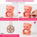 Teddy Bear with Preserved Rose Flower in Bear with Necklace and Box, Unique Mothers Day Gifts for Mom from Son Daughter (Pink+ Gift Box), 5.86 x 8.35 x 5.96 inches