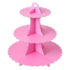 Soleebee 3-Tier Cupcake Stand, Cardboard Cupcake Tower, Dessert Cup Cake Stand Tower for Birthday Wedding Party Decoration, Cupcake Tier Stand 1 Set (Hot Pink)