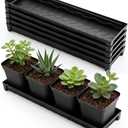 5 Pack Plastic Window Sill Saucer (16"x5.5"x1.5"), Rectangular Windowsill Plant Pot Trays with Removable Drainage Hole, Thick Plant Saucer Tray for 4 inch (10CM) Flower Seedling Pots (Black)