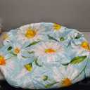 Round Watercolor Floral Daisy Tablecloth Spring Summer Elastic Edge Fitted Table Cover Fits Tables Up to 45"-50" Diameter