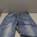 Flamingals Women's Stretchy Straight Leg Casual Mid Rise Jeans Wash Button Fly Stitch Detail 90s Trendy Denim Jeans