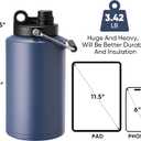 Kerilyn Insulated Gallon Jug with Handle, One Gallon, 128oz Stainless Steel, Large Double Vacuum Water Bottle for Hot & Cold Drinks, Wide Mouth, Sweat Proof, Great for Travel, Camping, Dark Blue