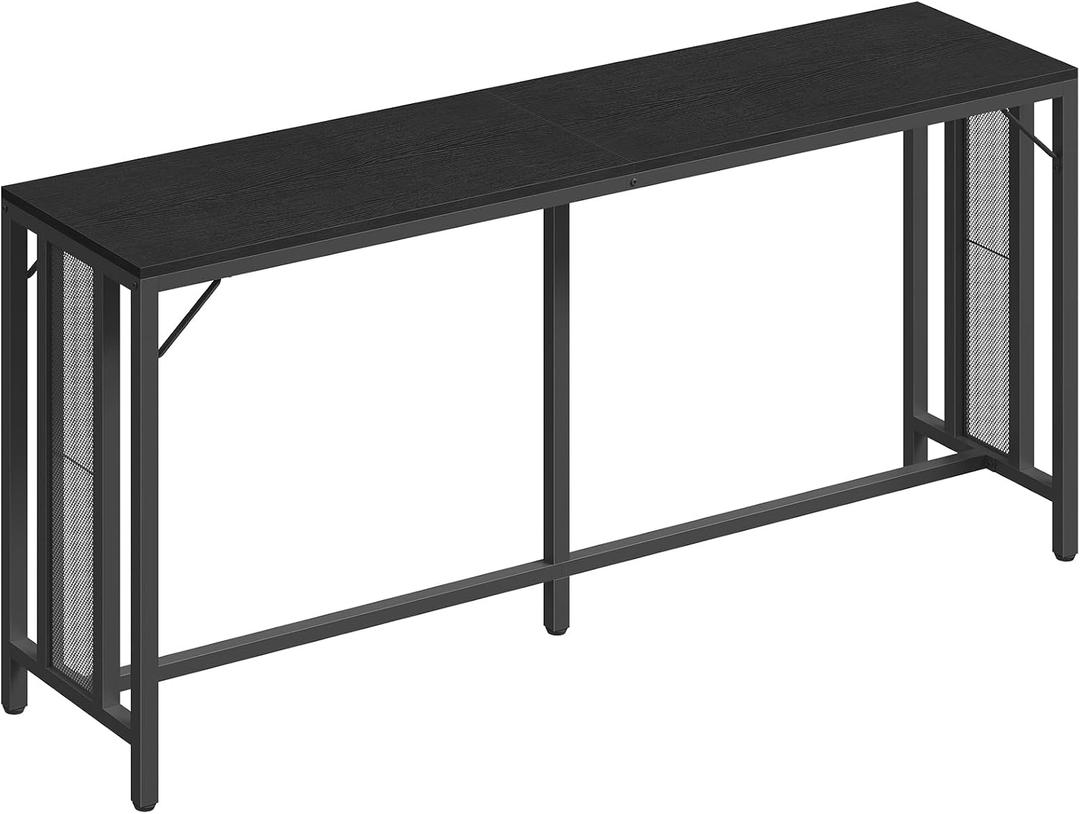 YATINEY 70.9" Bar Table, Long Counter Bar Height Table, Rectangular Bar Pub Table with Metal Frame, for Dining Room, Living Room, Kitchen, Balcony, Black BT13BB, 70.9" L x 15.7" W x 35.8" H