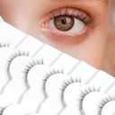 Natural Lashes Wispy Eyelashes Natural Look Short Lashes Pack 12mm Eyelashes C Curl False Lashes Thinner Band 3D Volume Fake Eyelashes 7 Pair Siligli
