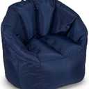 Big Joe Milano Bean Bag Chair for Kids, Teens, Adults, Durable Easy-Clean Navy Smartmax, Nylon Polyester Blend, Lightweight Seat for Reading Nook and Gaming, 2.5 Foot Refillable