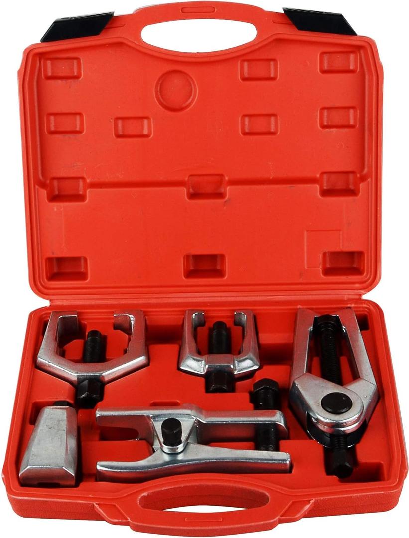 5pcs Professional Front End Service Tool Kit, Pitman Arm Puller, Ball Joint Separator Tie Rod Remover Tool