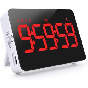Digital Timer Kitchen Timer Count Down Up Rechargeable Kitchen Gadgets Vibration Mode Adjustable Volume and Brightness LED Display Time Management for Cook, Desk, Kids Adults Study Teaching