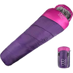 Mummy Sleeping Bag for Indoor and Outdoor - Great for Kids, Boys, Girls, Teens, Adults. Portable and Lightweight for 3-4 Season Camping, Hiking, Traveling, Backpacking and Outdoor (Purple)