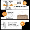 Hanger Central Premium 14 Inch Clear Pants Hangers with Adjustable Clips - 12 Pack Space-Saving Skirt Hangers - Non-Slip Heavy Duty Plastic Closet Organizers with 360 Swivel Hook