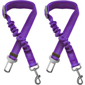 2 Dog Car Harness Seatbelt Seat Belt Leash Travel Accessories Bungee Anti Shock Pet Cat Adjustable Lead Clip Safety Seats Belts Purple