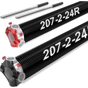 LAJIAOZ Garage Door Torsion Springs Set, 2-Inch Diameter  Heavy Duty Replacement, Includes Non-Slip Winding Bars, Corro-sion Resistant Coating, 1 Pair, 0.207 X 2" X 24"