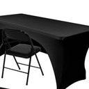 Nasitos Spandex Fitted Black Tablecloth for 4 Foot Tables-Open Back Folding Table Cover Washable Fabric Stretch, Tight and Wrinkle Resistant Table Protector for Trade Show, Craft Show, Events