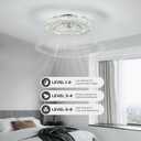22" Ceiling Fan with Light and Remote, Stepless Color and Brightness Adjustable Crystal LED Fan Light, 6 Speeds Reversible Wind, Timer Fandelier for Bedroom, Living Roon, Dining Room-Chrome
