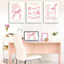 3Pcs Coquette Pink Bow Canvas Wall Art Inspirational Bible Verses Paintings Prints Christian Psalms Scripture Wall Decor Trendy Aesthetic Apartment Posters for living Room Bedroom Pictures Framed