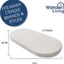 Baby Bassinet Mattress, Breathable, Premium Foam, Hypoallergenic, Non-Toxic, Oval Shaped with Removal Waterproof Cover, 20" x 33" x 2''